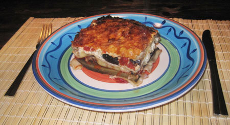 a slice of eggplant lasagna