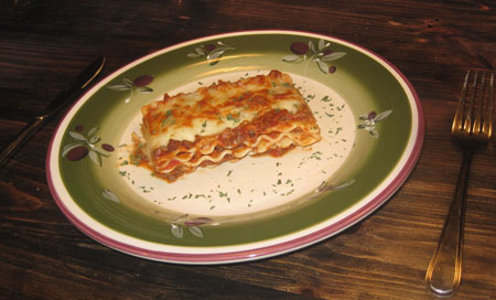 A slice of lasagna